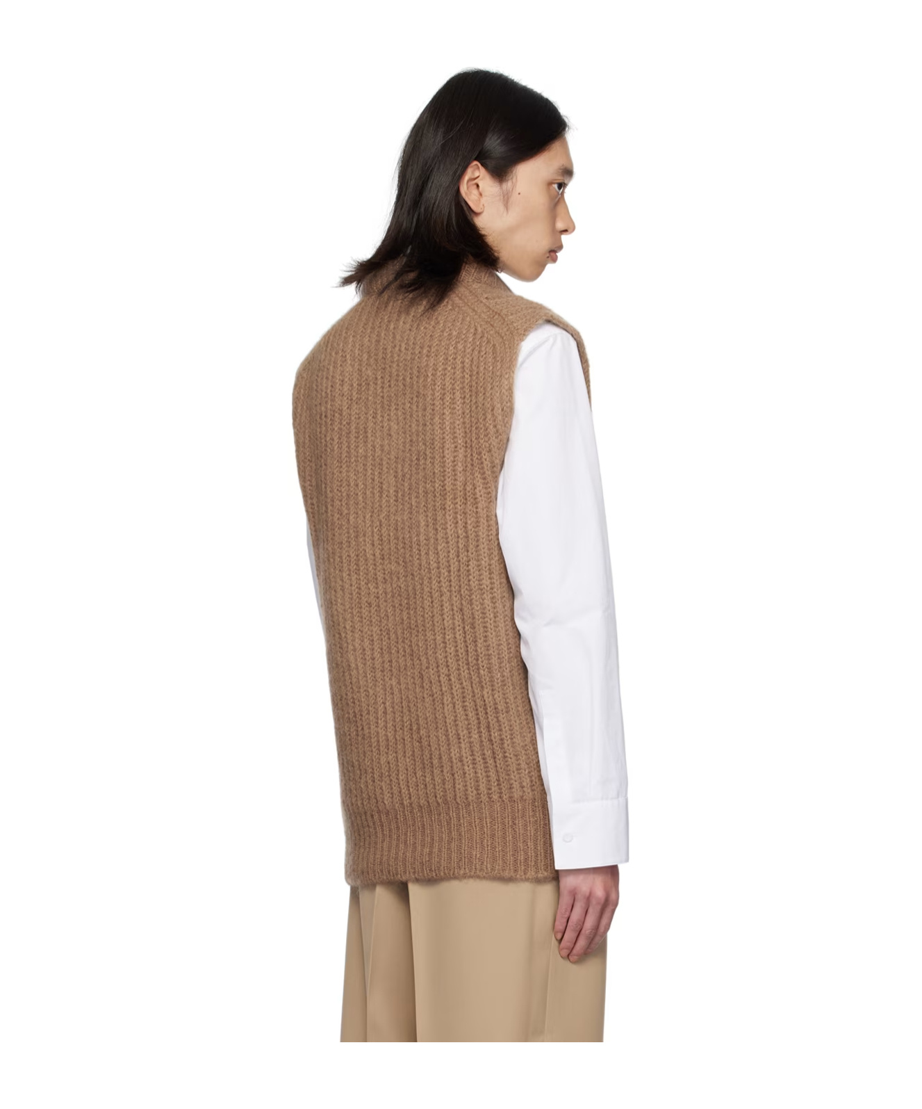 Jil Sander V-neck Sleeveless Knitted Sweater In Nude