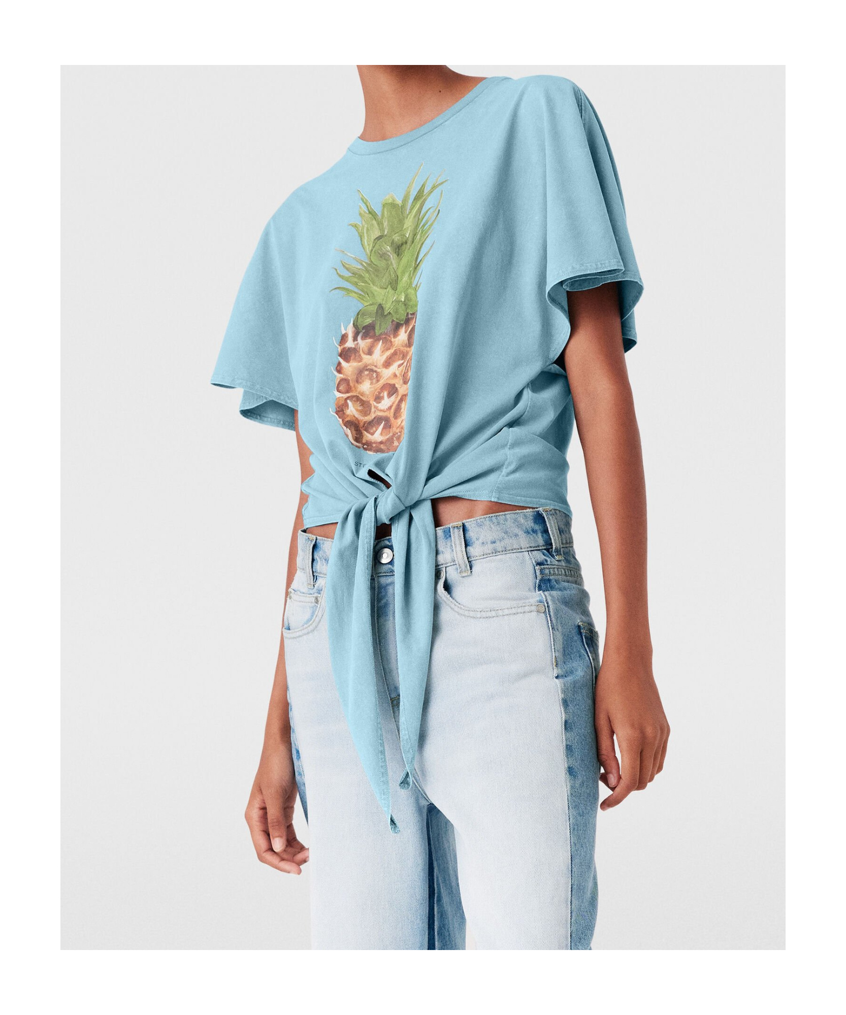 Stella Mccartney Pineapple Neck T-shirt In Blue