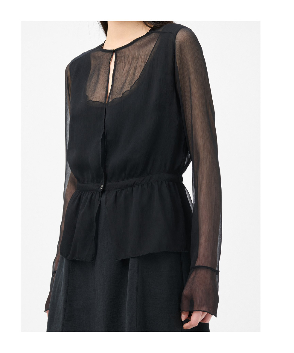 Our Legacy Sheer Lightweight Blouse With Cinched Waist In Black
