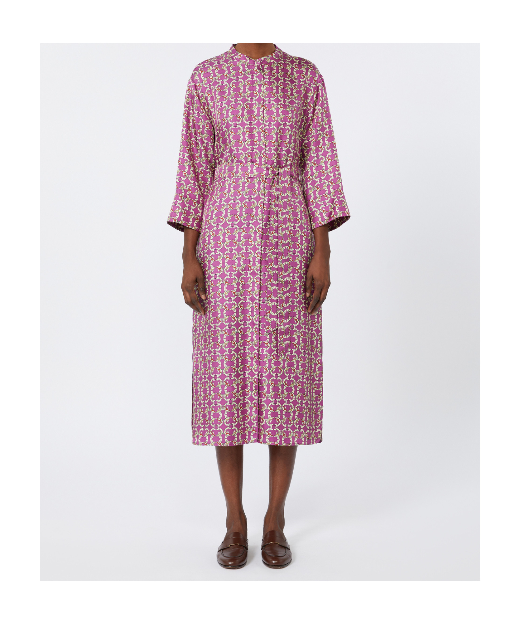 Max Mara Printed Silk Twill Caftan In Multi