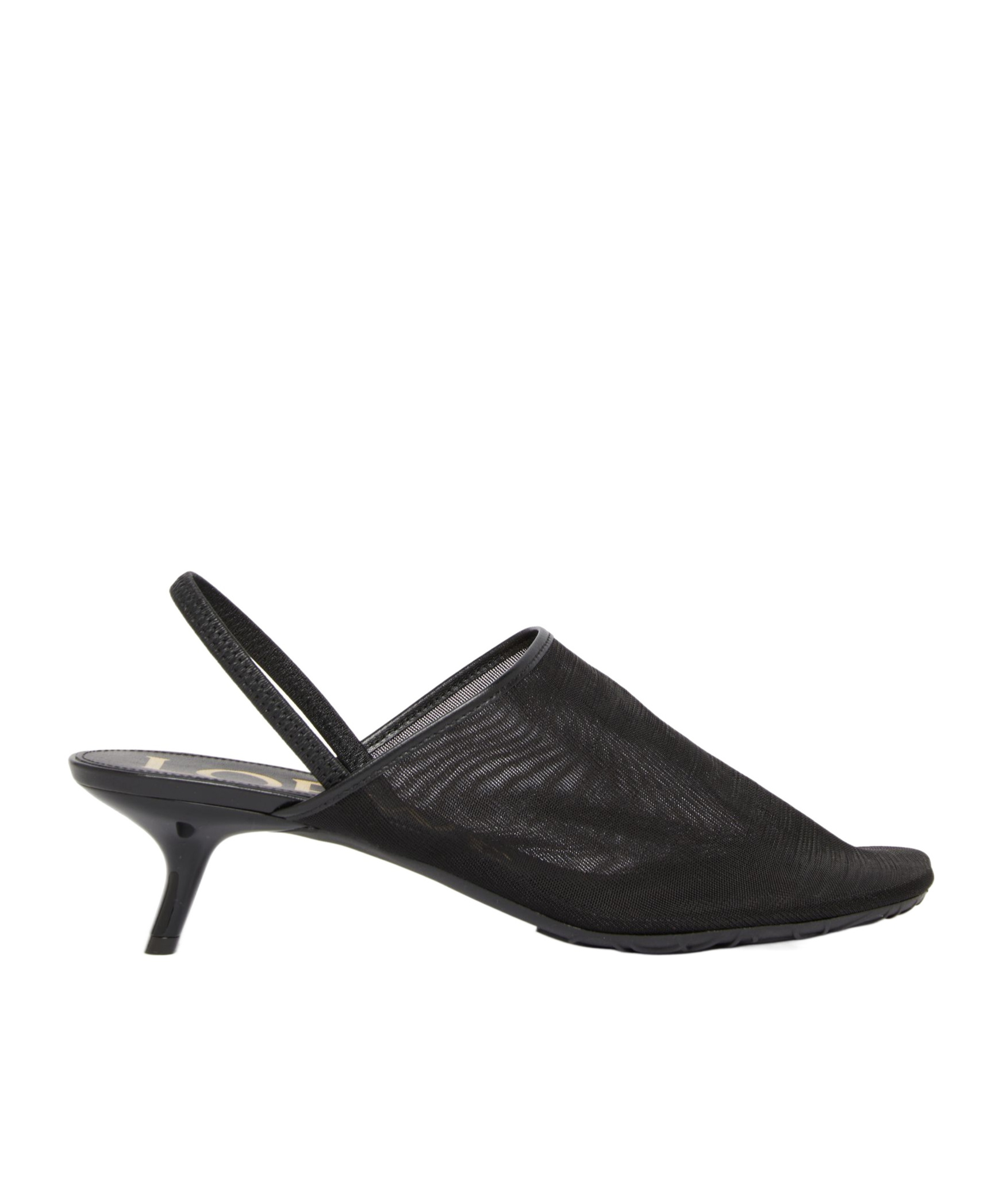 Loewe Petal Mesh Slingback Heel Sandals In Black