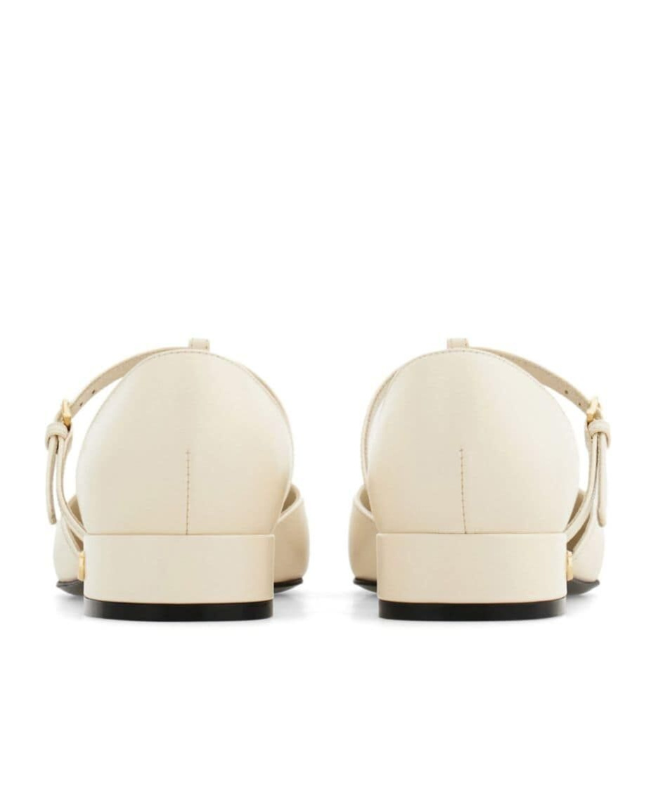 Ferragamo Linette Bicolor T-strap Ballerina Flats In Nude