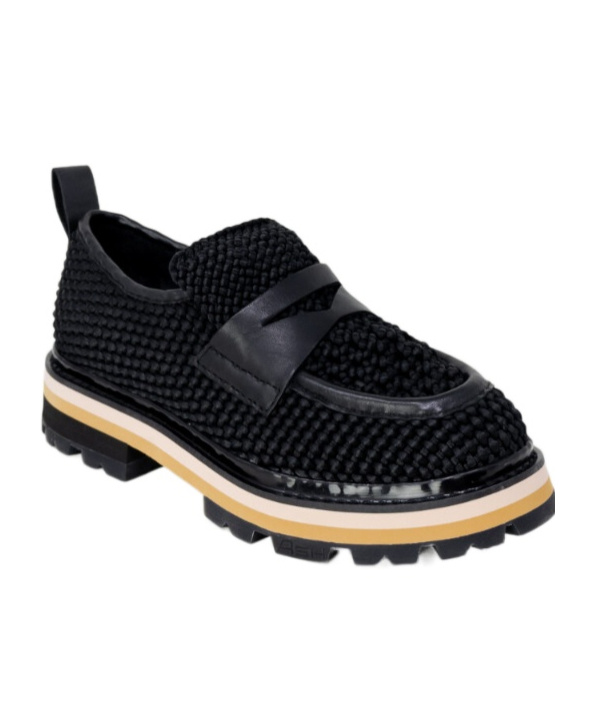 Ash Genial Textured Leather Loafers In Black