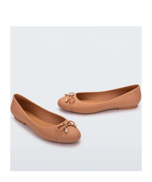 Shop Melissa Ballet Shoes With Round Head And Bow Tie In Brown