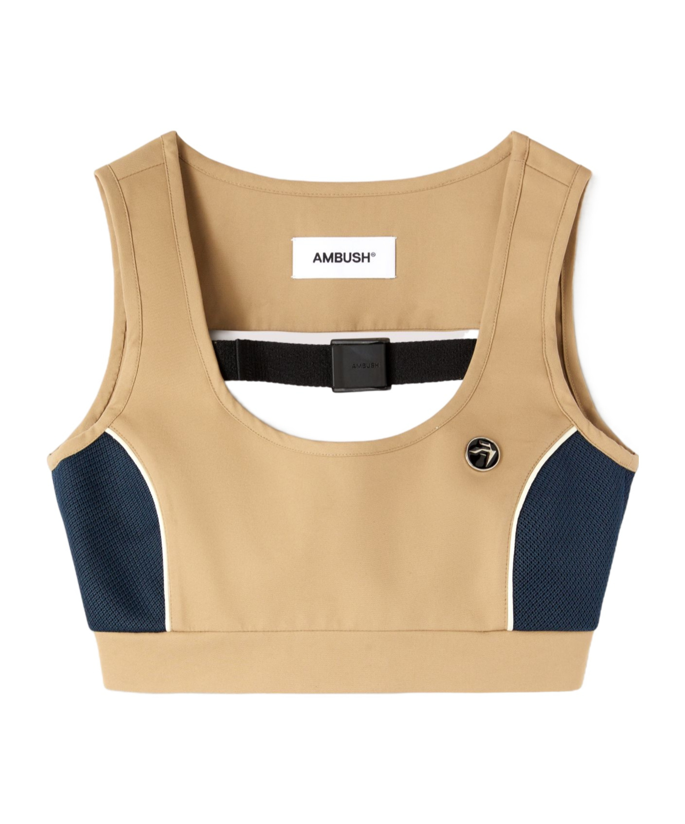 Shop Ambush Mesh-detail Cropped Top In Nude