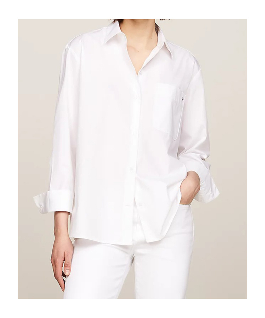 Tommy Hilfiger Embroidered-logo Flag Shirt In White
