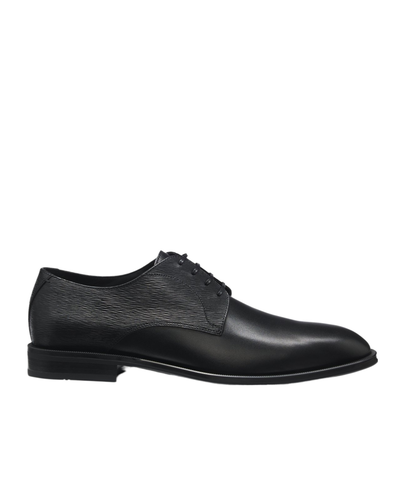 Hugo Boss Colby Mens Leather Derby Shoes With Embossed Logo Nos Uk8 Eu42 In Black