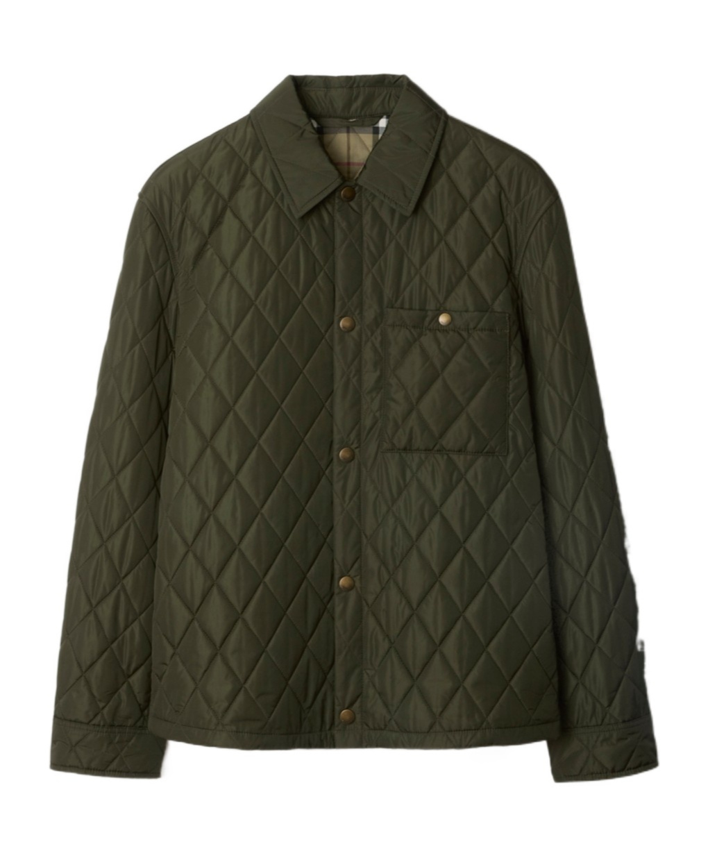 Shop Burberry Quilted Jacket In Green