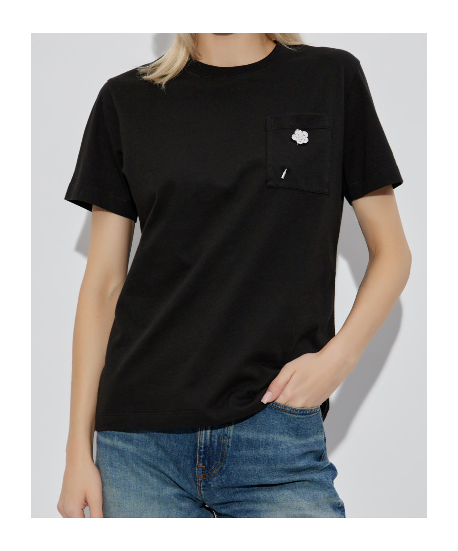 Kenzo 'boke Flower 2,0' Black Crewneck T-shirt With Logo Patch On The Front And Logo Lettering On The Rear In Black