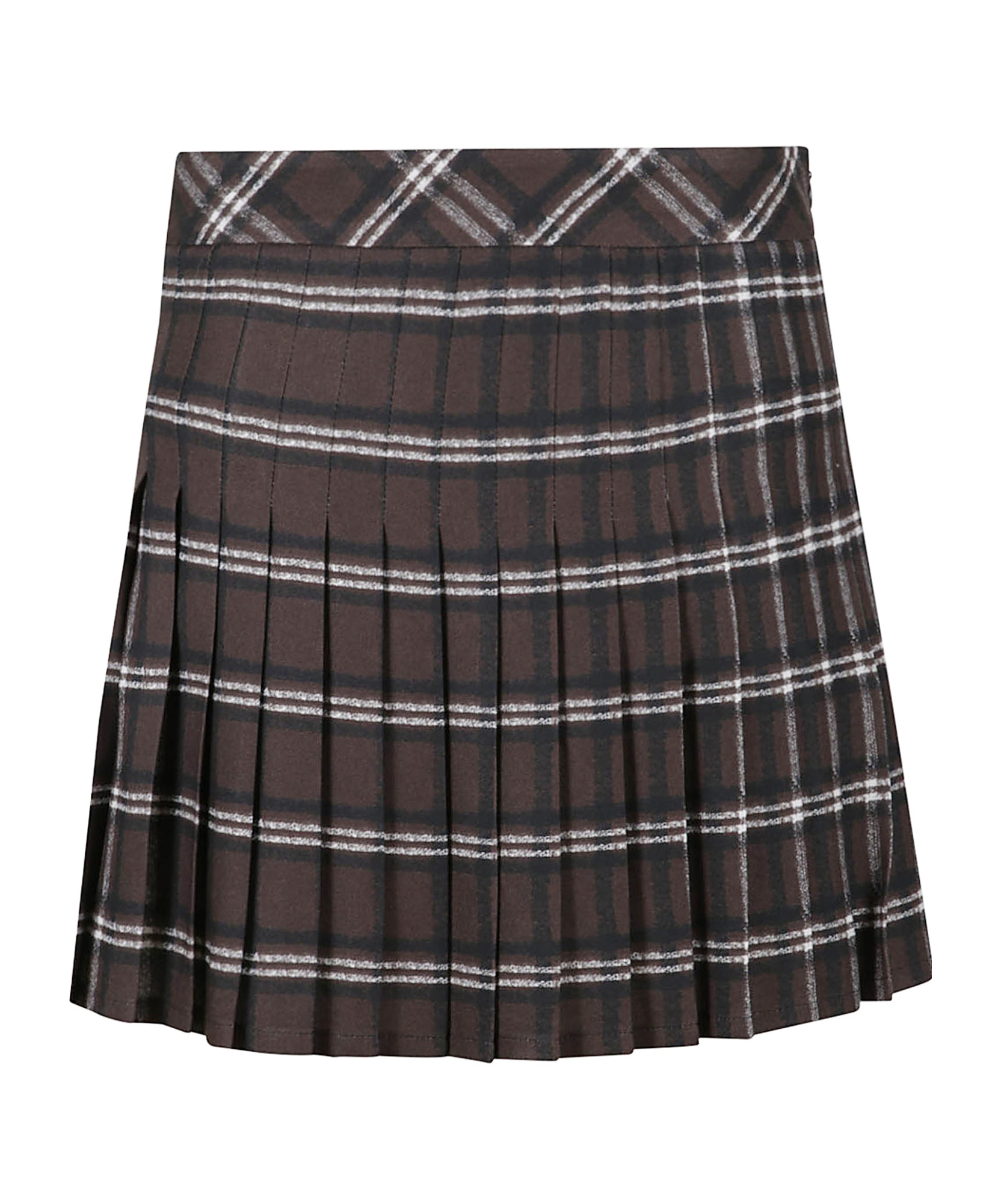 Ermanno Firenze Brown Plaid Mini Skirt With Pleated Detailing In Brown
