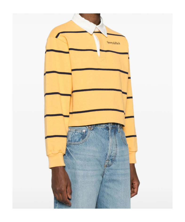 Sporty And Rich Striped Polo Shirt In Neutral