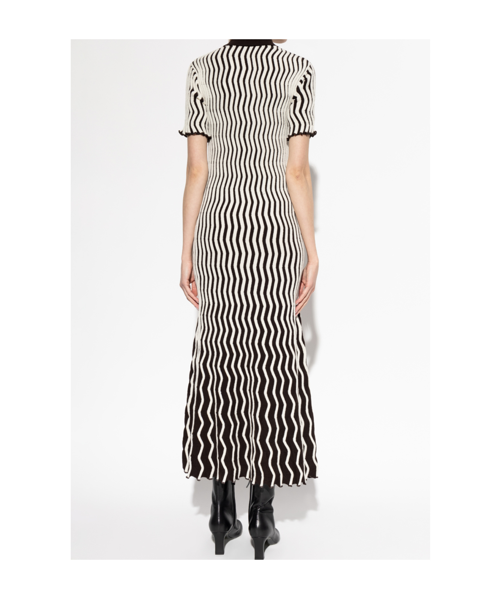 Shop Bottega Veneta Two-toned Midi Dress In Black