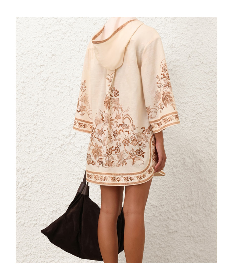 ZIMMERMANN EMBROIDERED HOODED DRESS