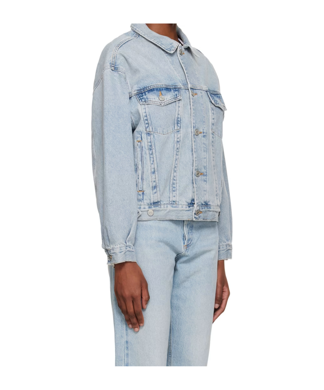 Agolde Buttoned Long-sleeved Denim Jacket In Gray