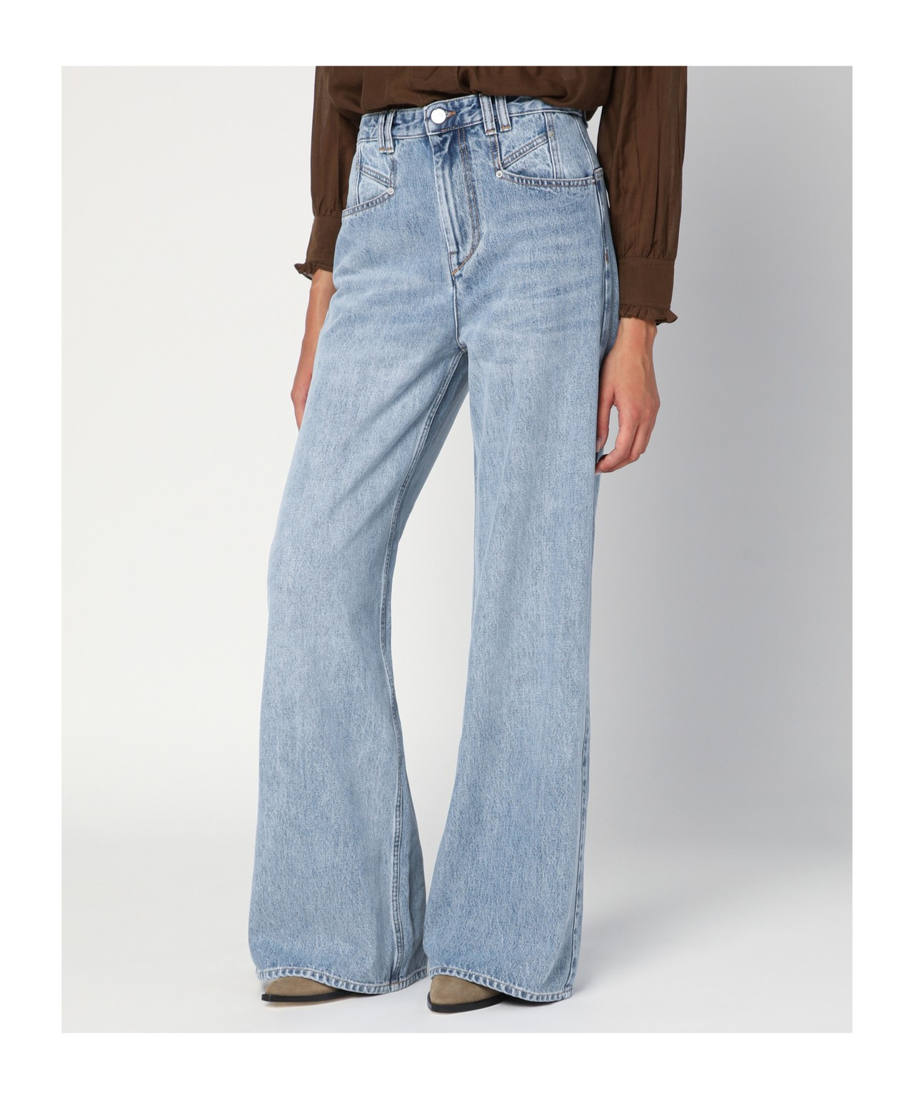 Isabel Marant High-waisted Wide Leg Jeans In Fluid Cotton Denim In Blue