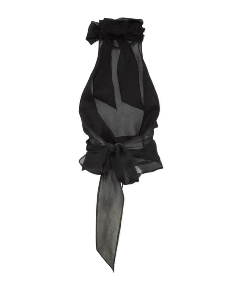 Dsquared2 'bow Layered Sheer Sleeveless Top' In Black