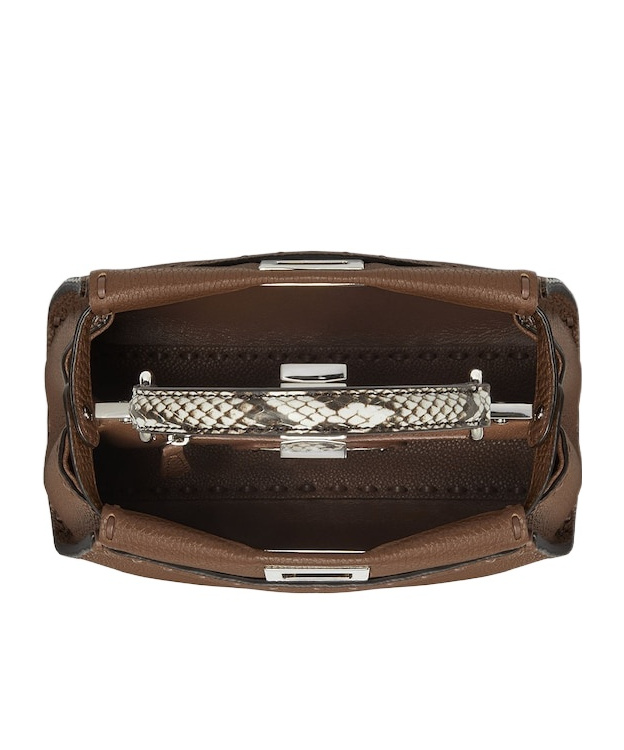 Fendi Mini Peekaboo Leather Tote Bag In Brown