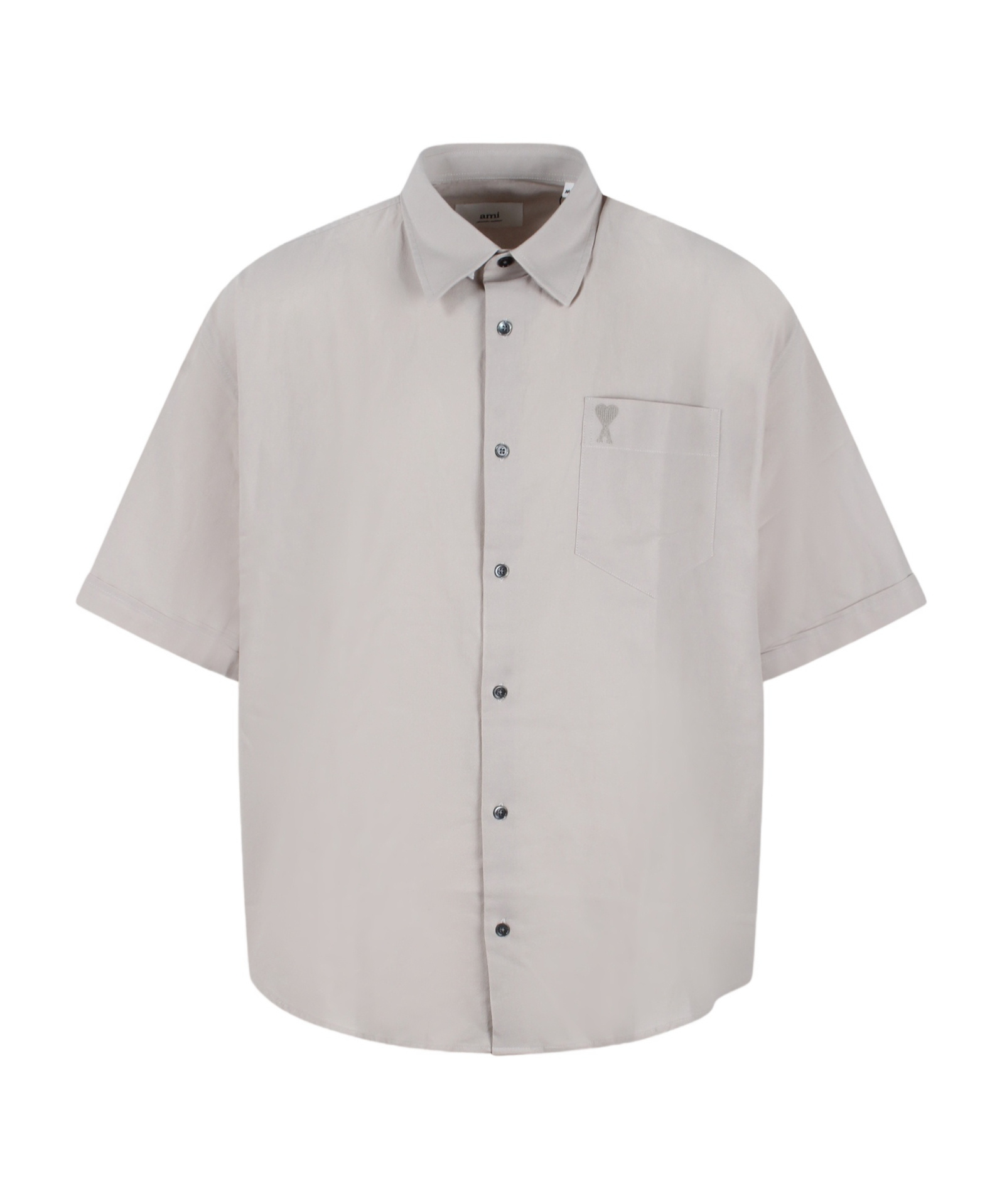 Ami Alexandre Mattiussi Ami Paris Ami De Coeur Logo Embroidered Short-sleeved Shirt In Gray