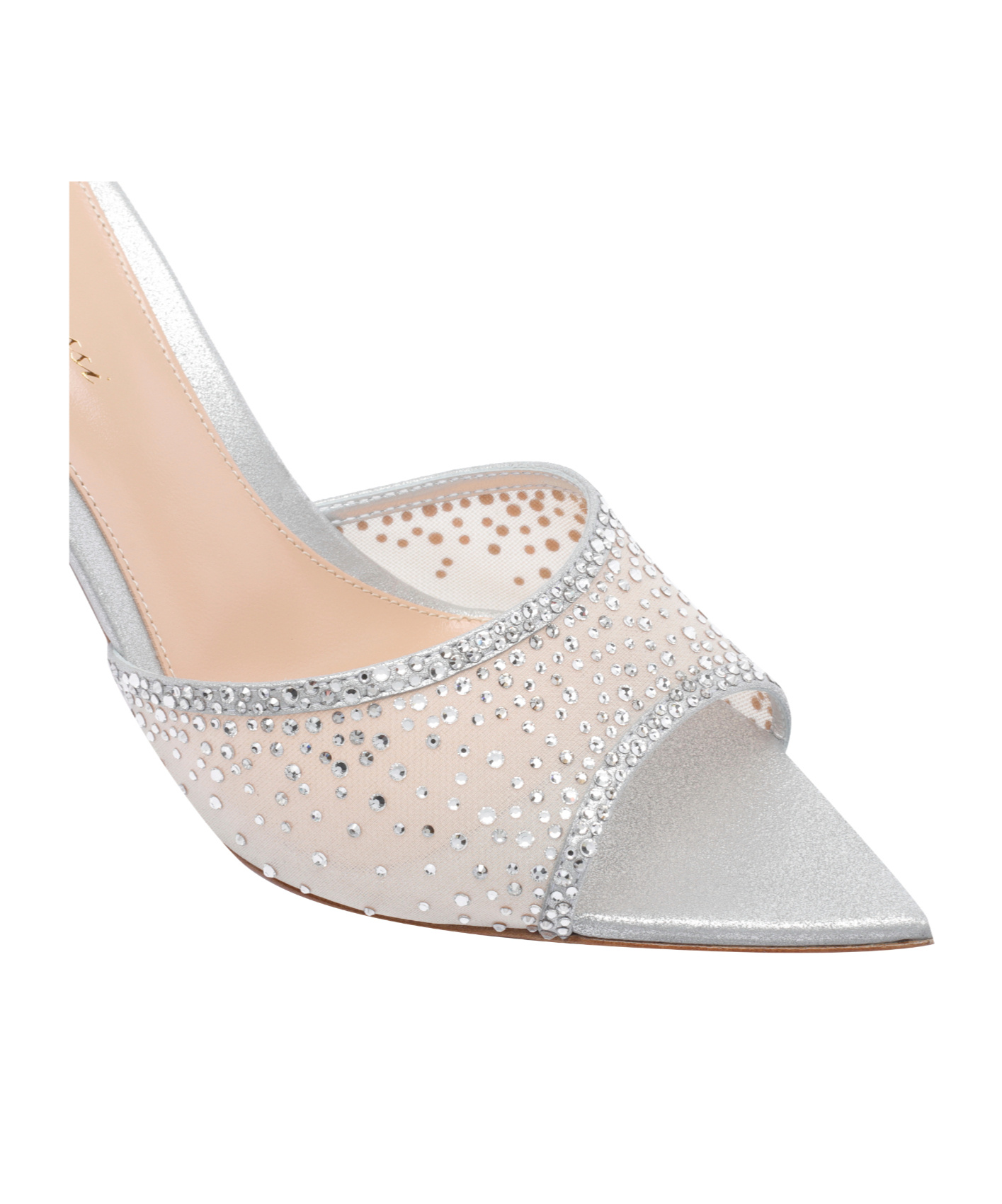 Gianvito Rossi Mesh Open Toe Pumps With Rhinestone Embellishments In Gray