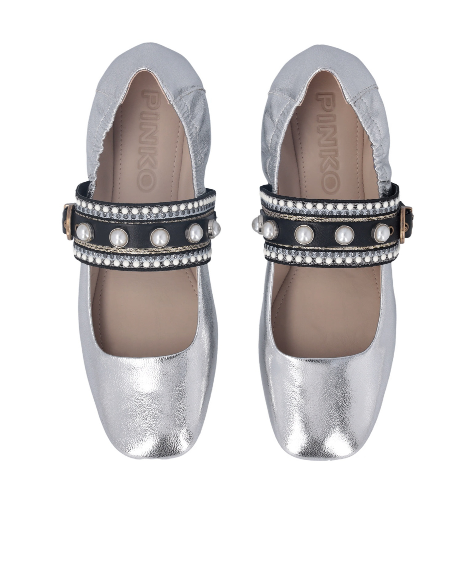 Pinko Square-toe Mary Janes In Gray