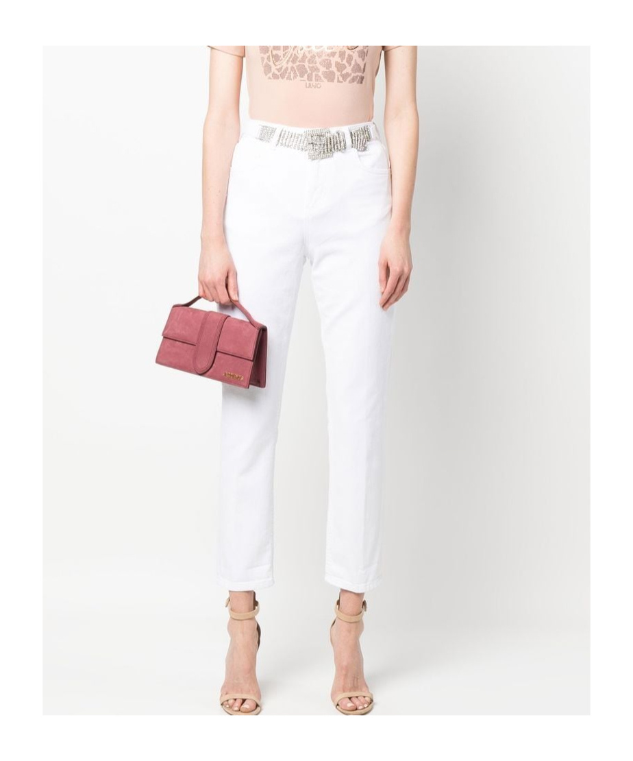 Liu •jo Detachable-belt Cropped Jeans In White