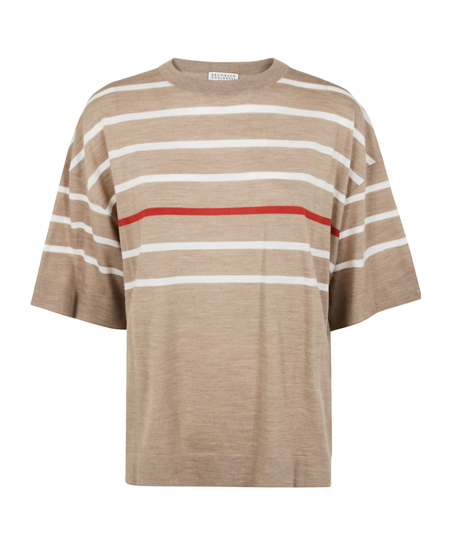 Brunello Cucinelli Round Neck Short Sleeves Sweater In Nude