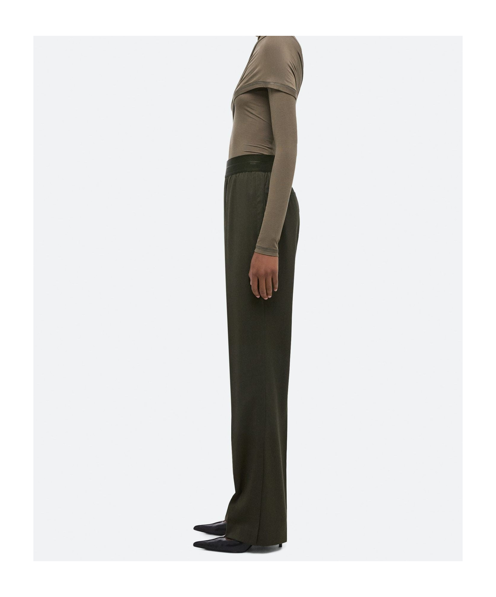 Helmut Lang Elastic Waist Casual Pants In Green