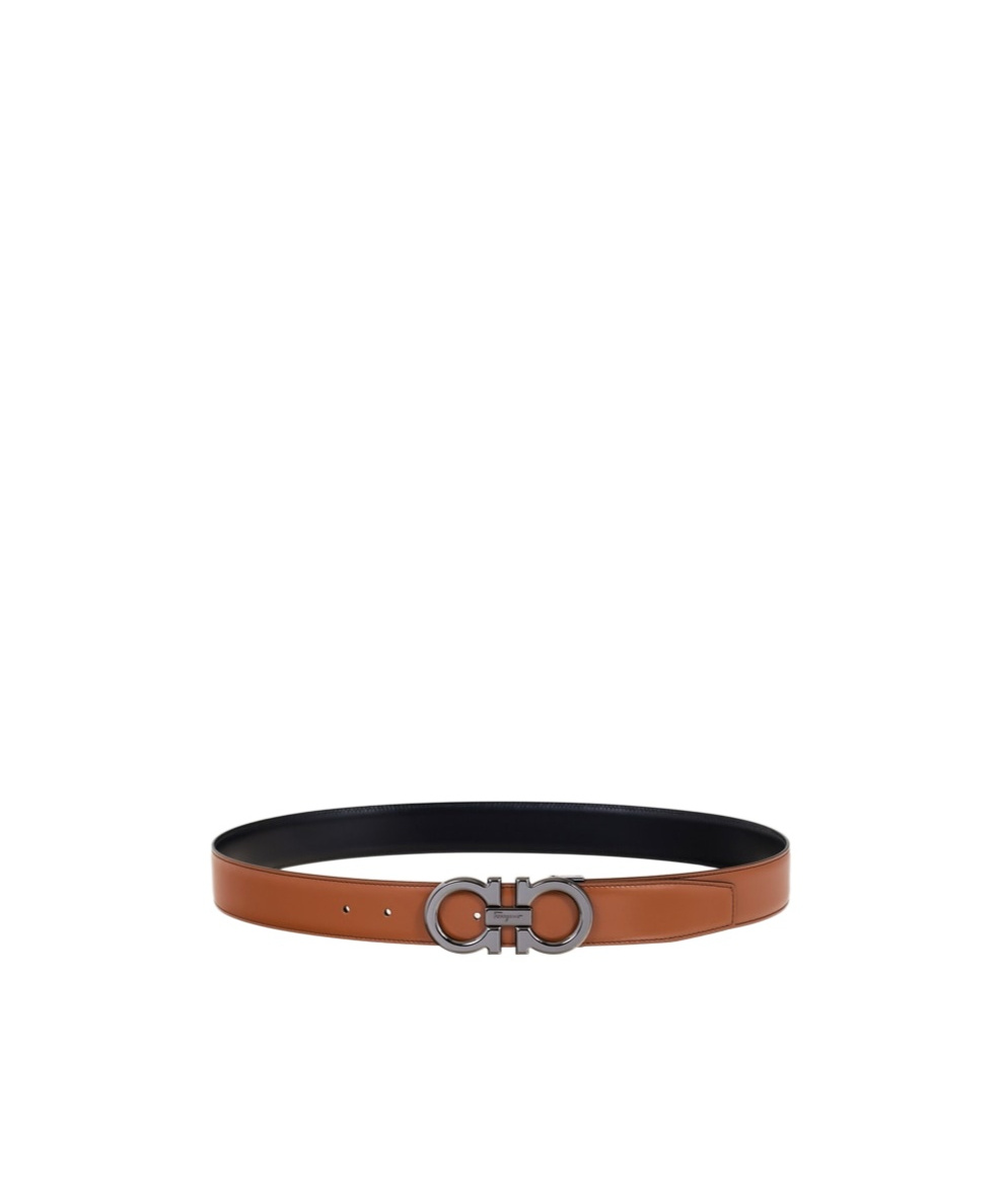 Ferragamo Reversible And Adjustable Gancini Belt In Black