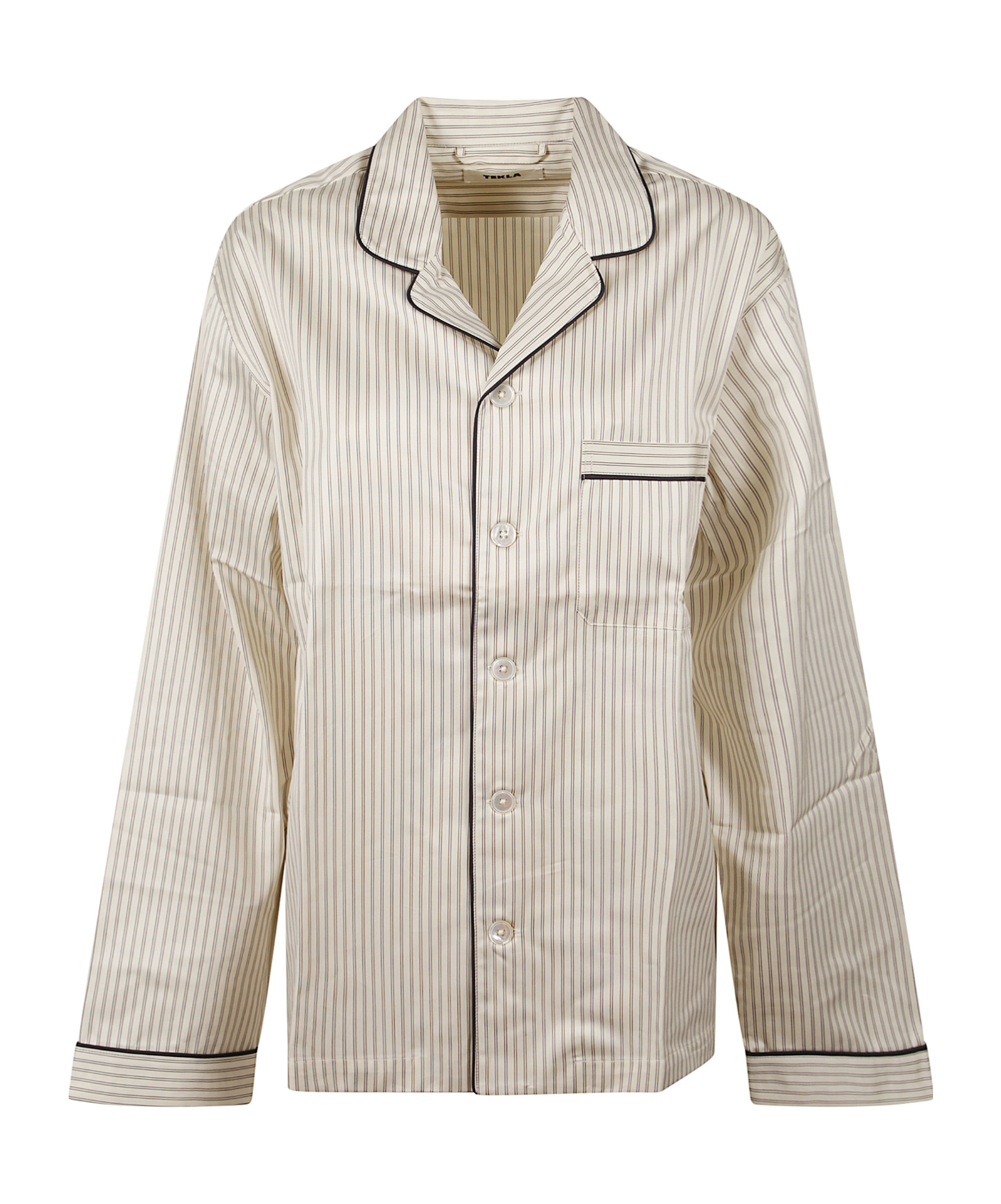 Tekla Organic Cotton Pyjama Shirt With Chest Pocket In Neutral