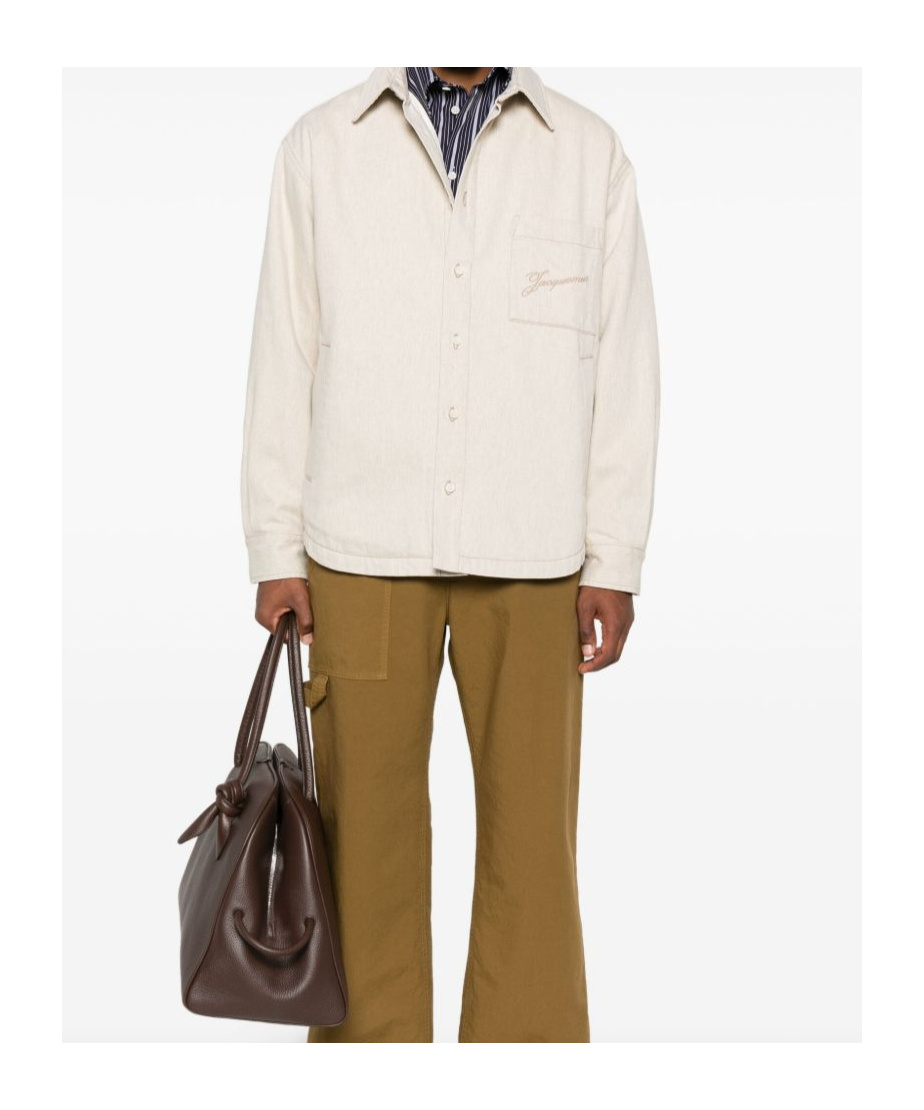 Jacquemus Button-down Shirt Curved Hemline Long Sleeves In White