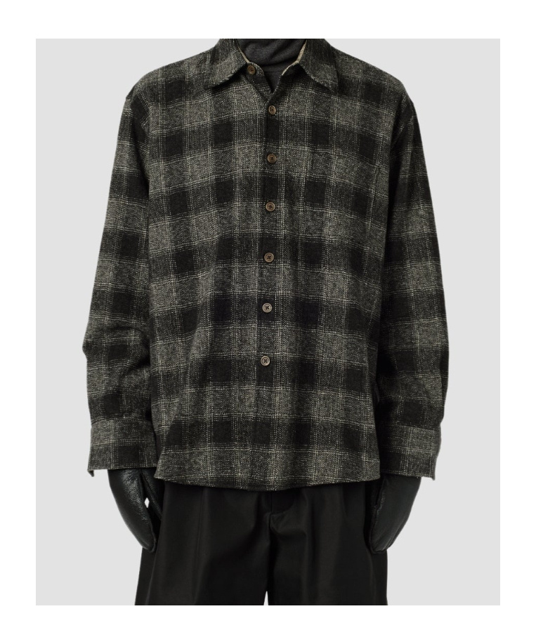 Our Legacy Long Sleeve Checked Shirt With Chest Pocket In Gray