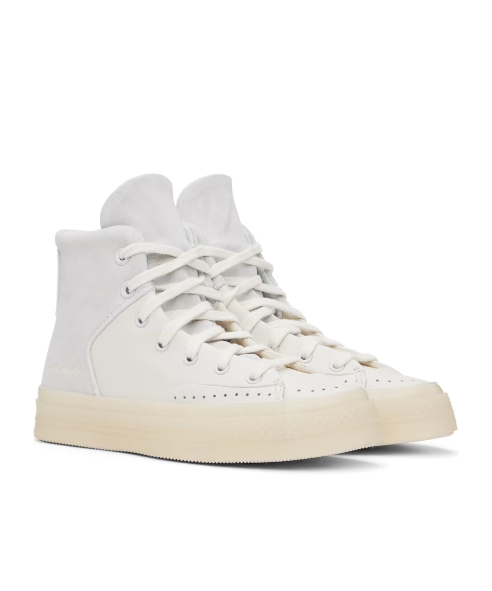 Converse Round Head Strapped High-top Casual Sneakers In White