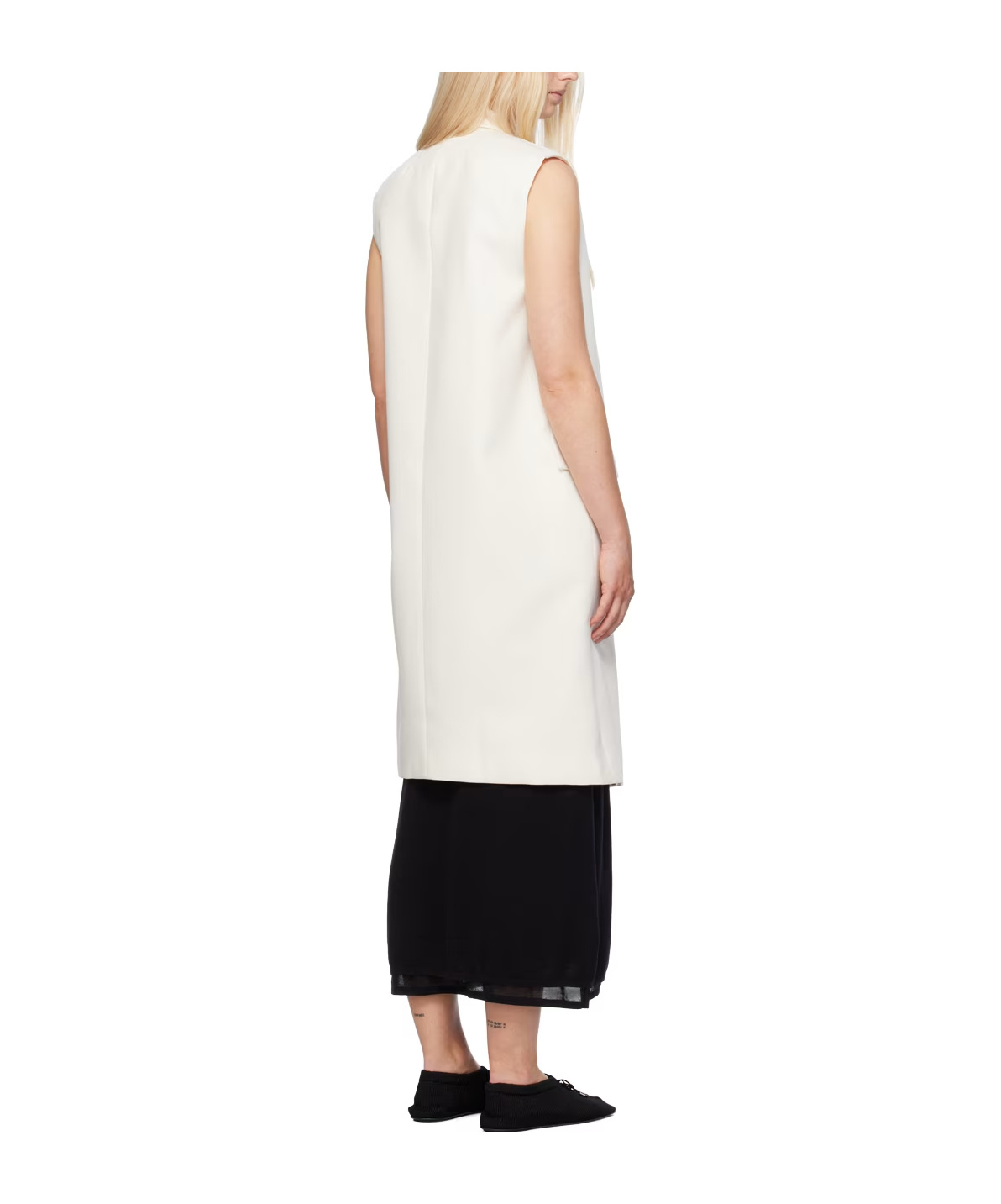 Totême Sleeveless Grain De Poudre Coat Off White In White