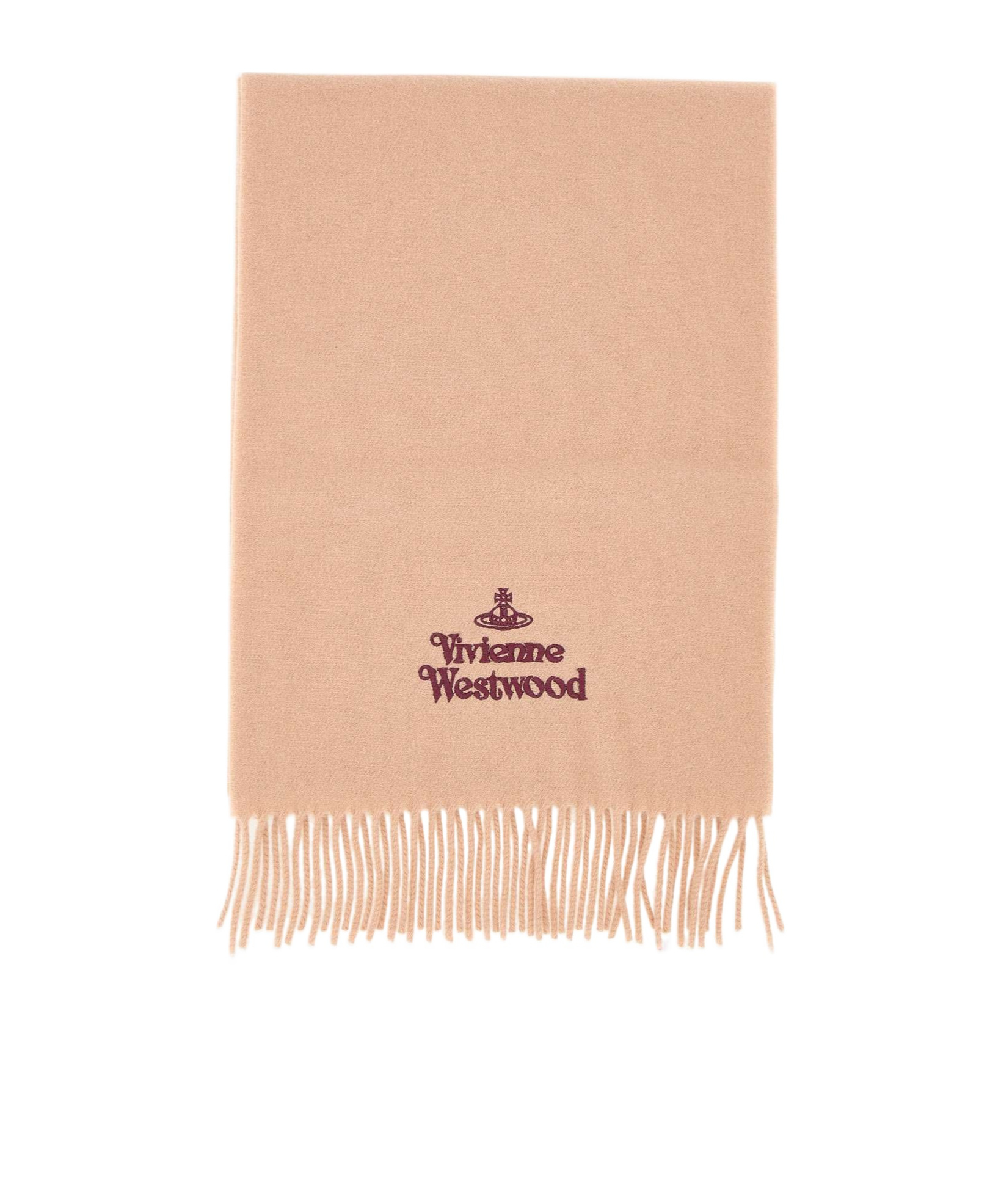 Vivienne Westwood Fringed Logo-embroidered Scarf In Brown