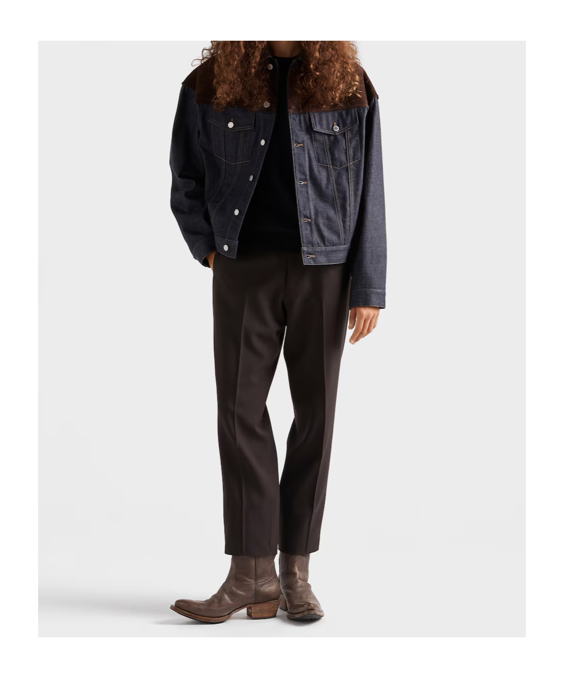 Prada Mens Blue Classic-fit Denim And Suede Blouson Jacket In Animal Print