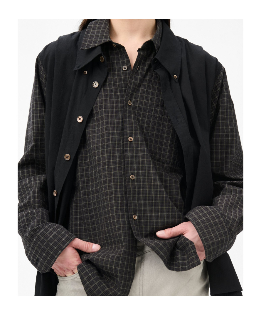 Our Legacy Check Pattern Collared Long Sleeve Shirt In Black
