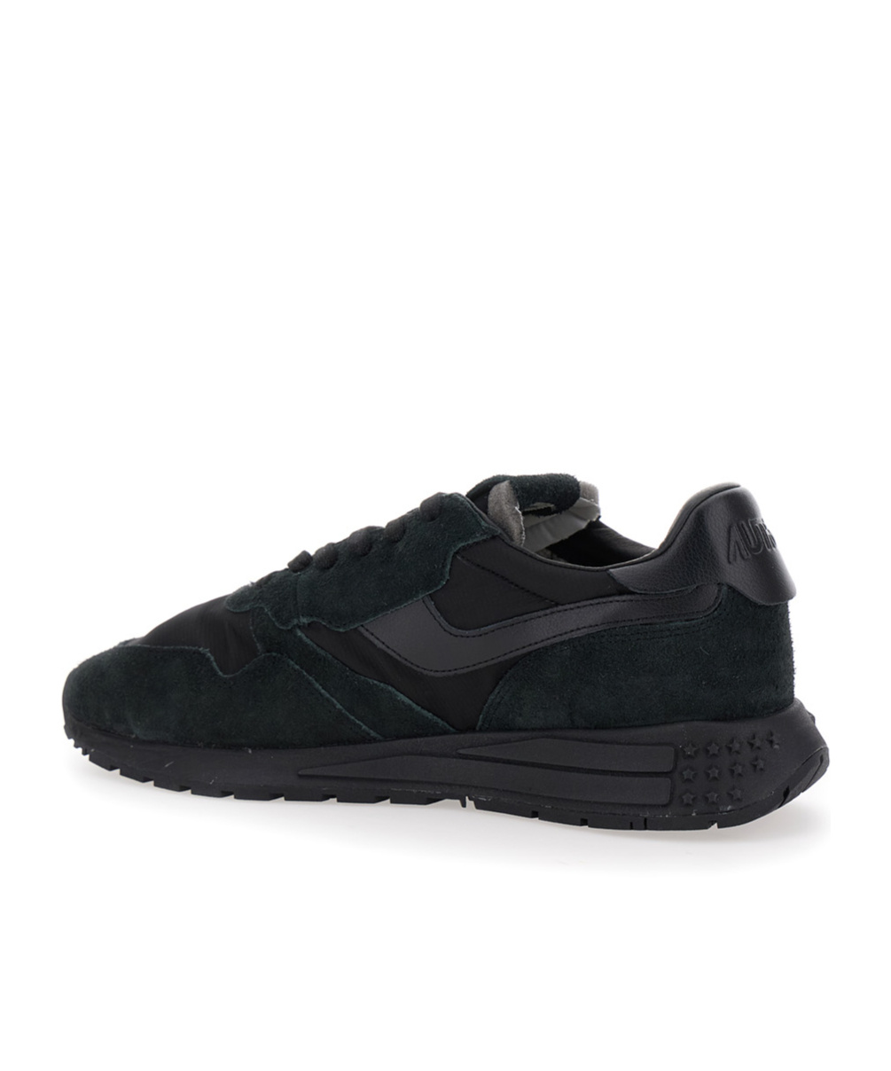 Autry Reelwind Black Low Top Sneakers With Logo Patch Ontongue And Side In Suede Man