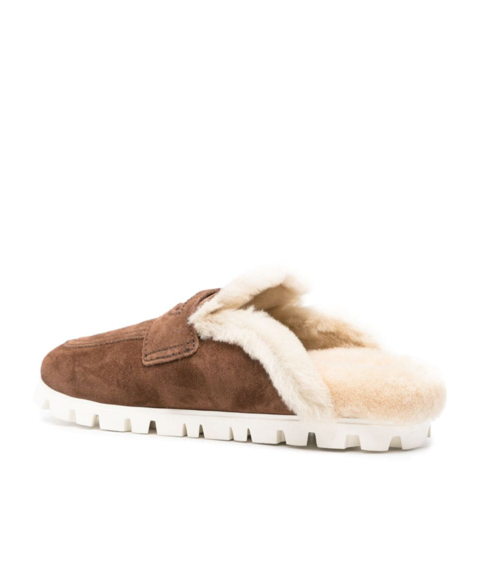 Miu Miu Logo Muller Shoes In Brown