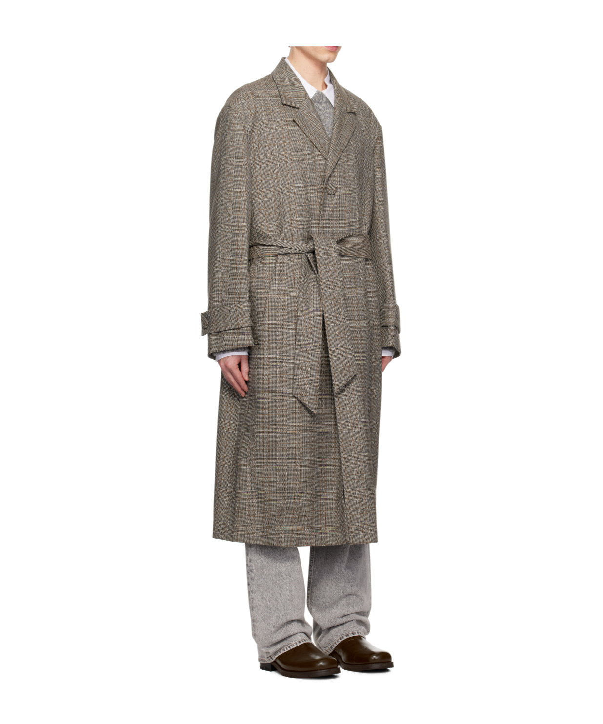 Wooyoungmi Lapel Long-sleeved Coat In Gray