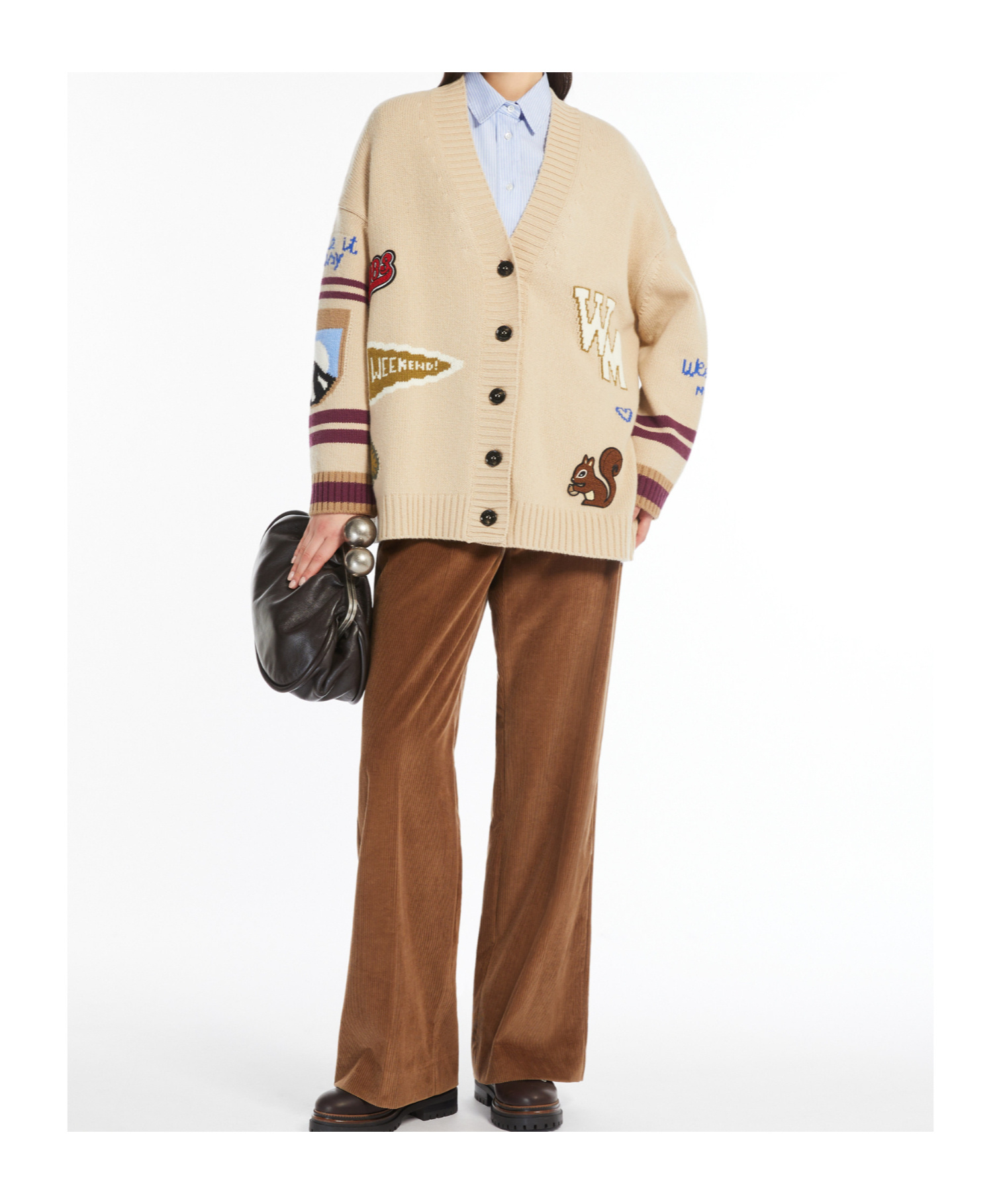 Weekend Max Mara Long-sleeved Cardigan In Nude