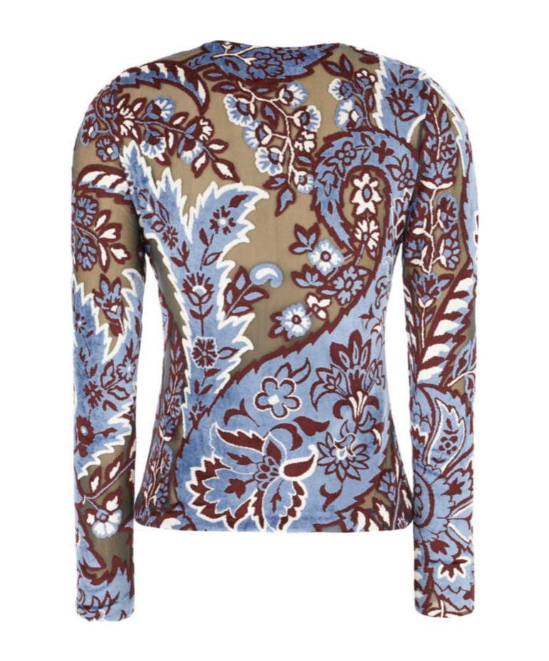 Etro Multicolor Long Sleeve Top With Paisley Motif In Multicolor