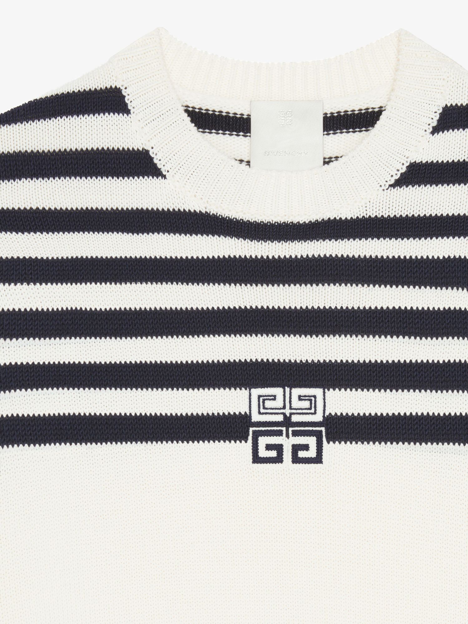 Givenchy 4g Striped Sweater In Wool And Cotton In White