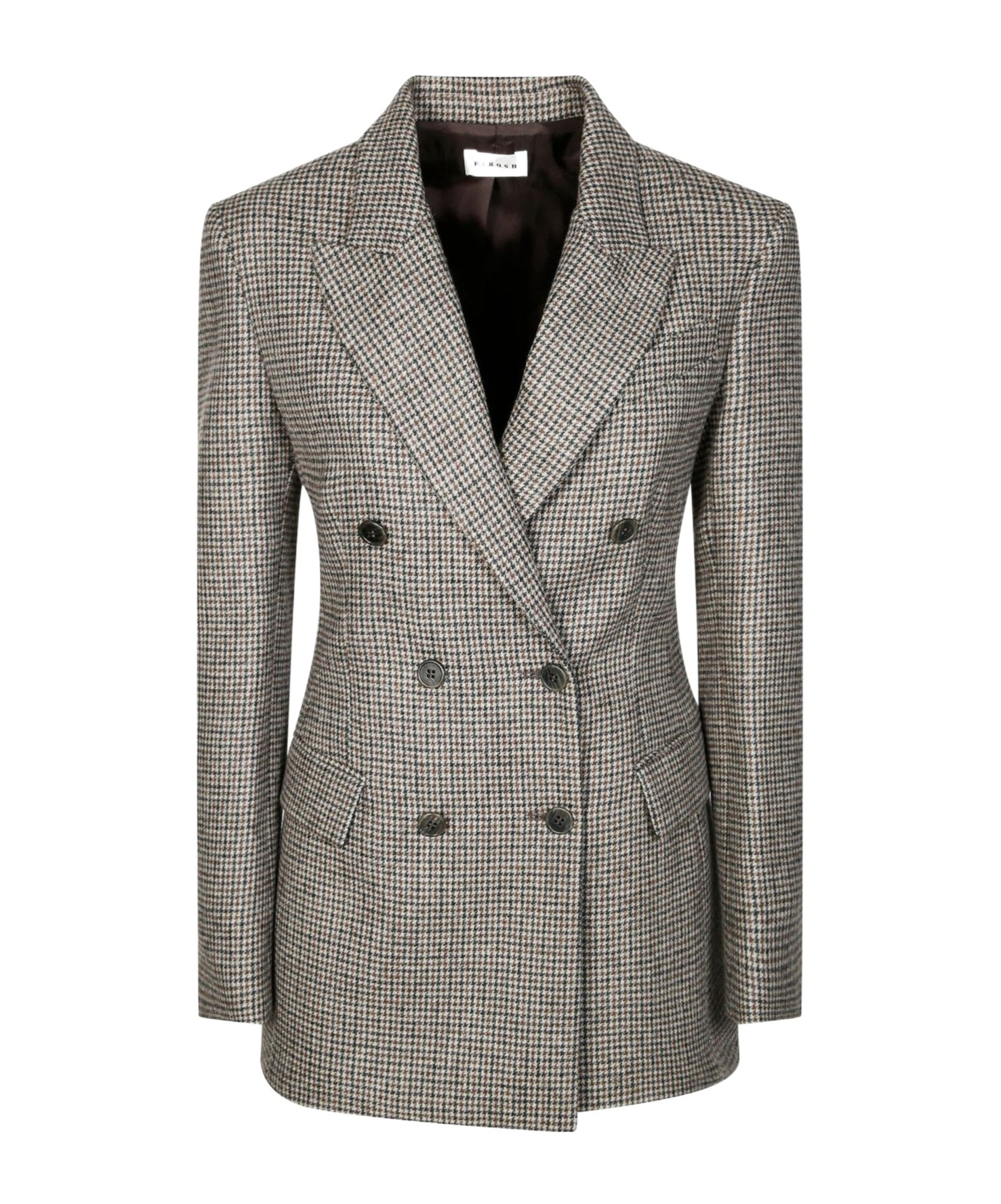P.a.r.o.s.h Check-pattern Double-breasted Blazer In Gray