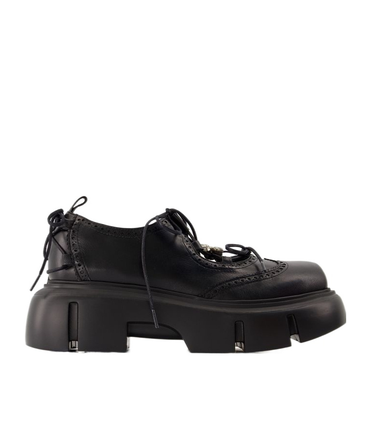 Shop Simone Rocha Round Head Loafer Shoes In Black