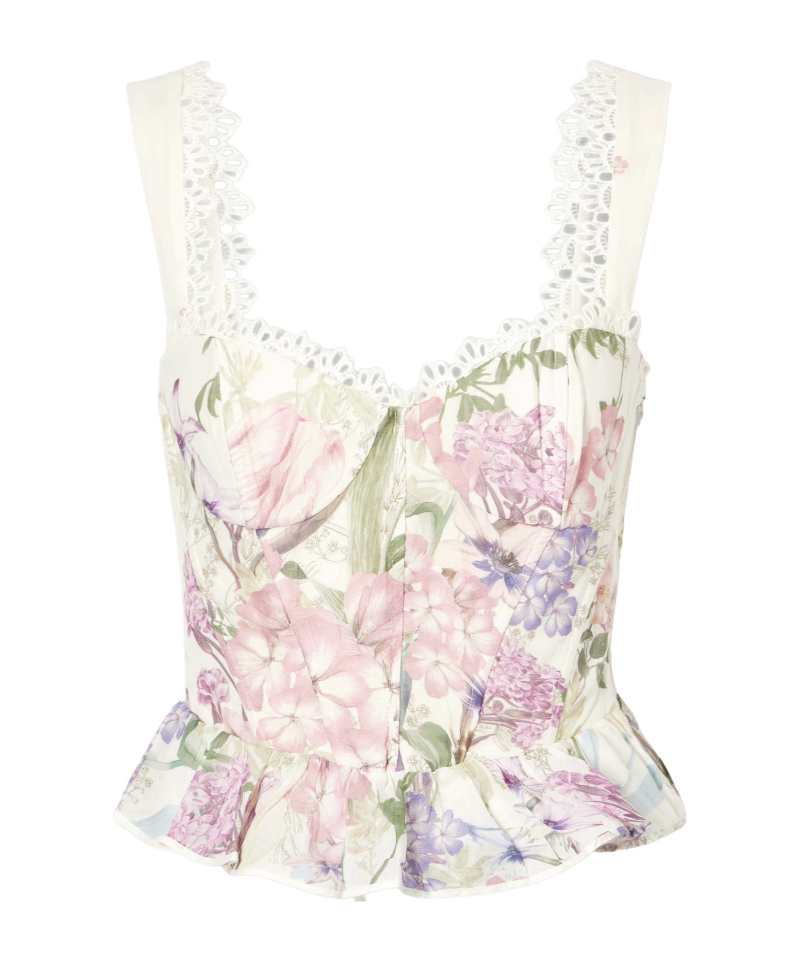 Charo Ruiz Floralprint Camisole Top In White