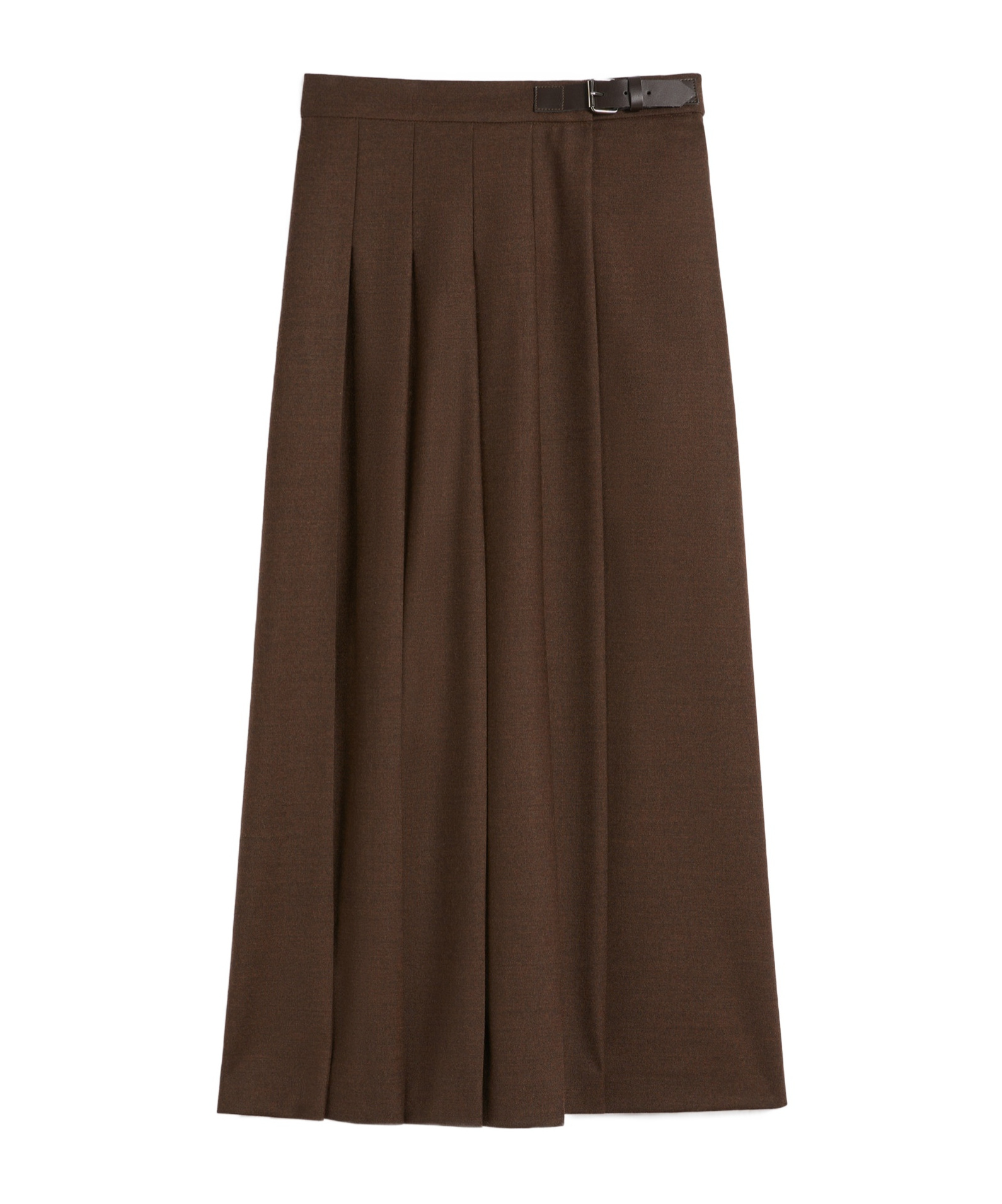 Weekend Max Mara Pleated Buckle-fastening Midi Skirt In Brown