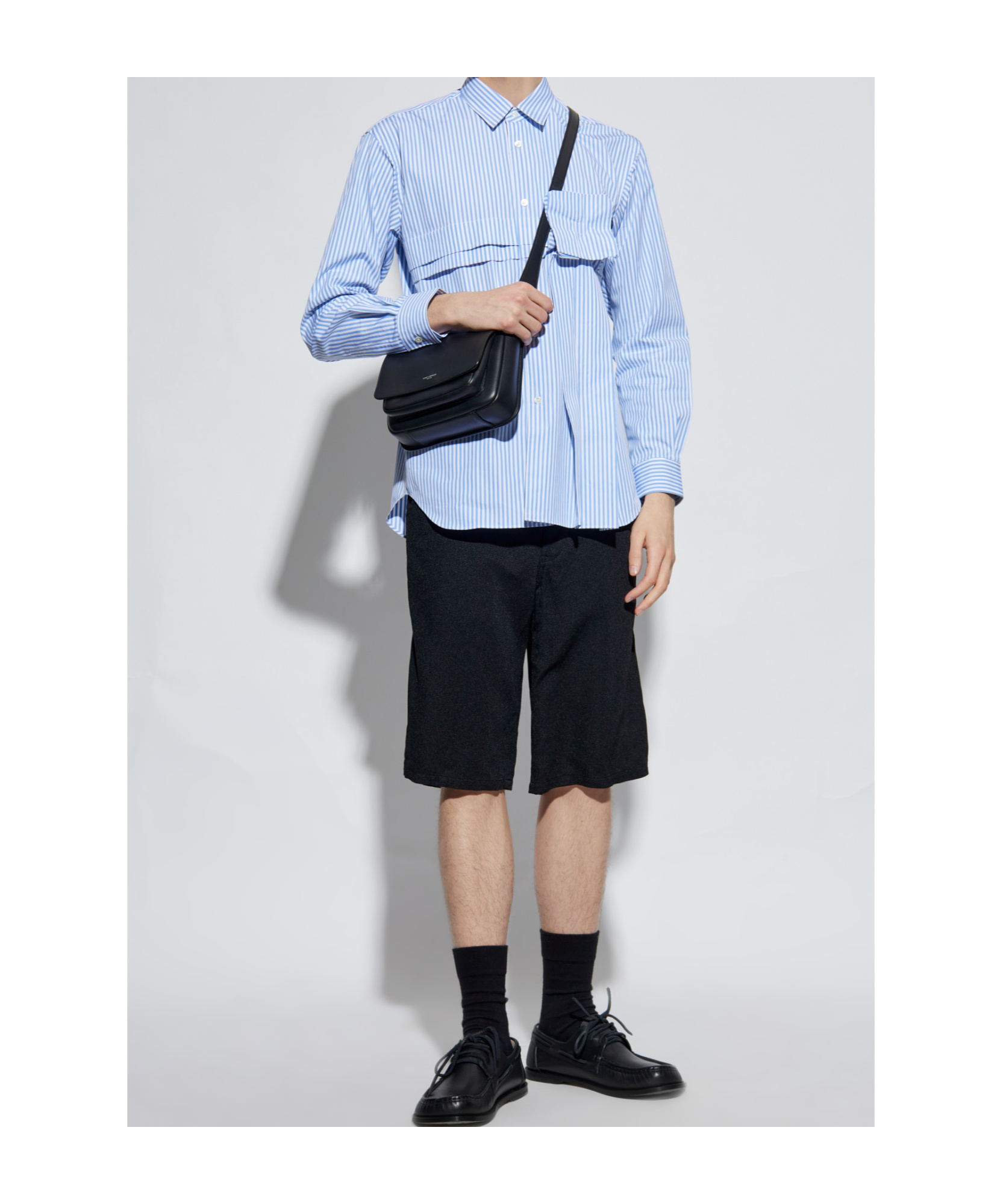 Comme Des Garçons Black Crumpled Bermuda Shorts In Black