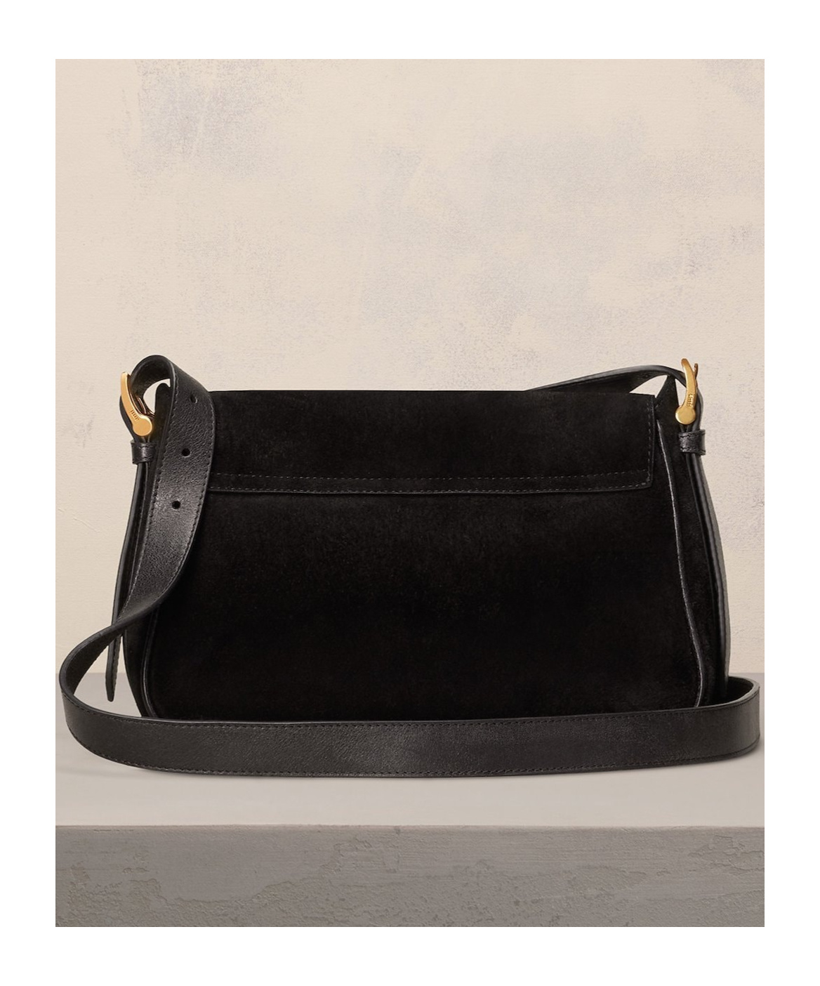 Ami Alexandre Mattiussi Paname Paname Suede Shoulder Bag In Black
