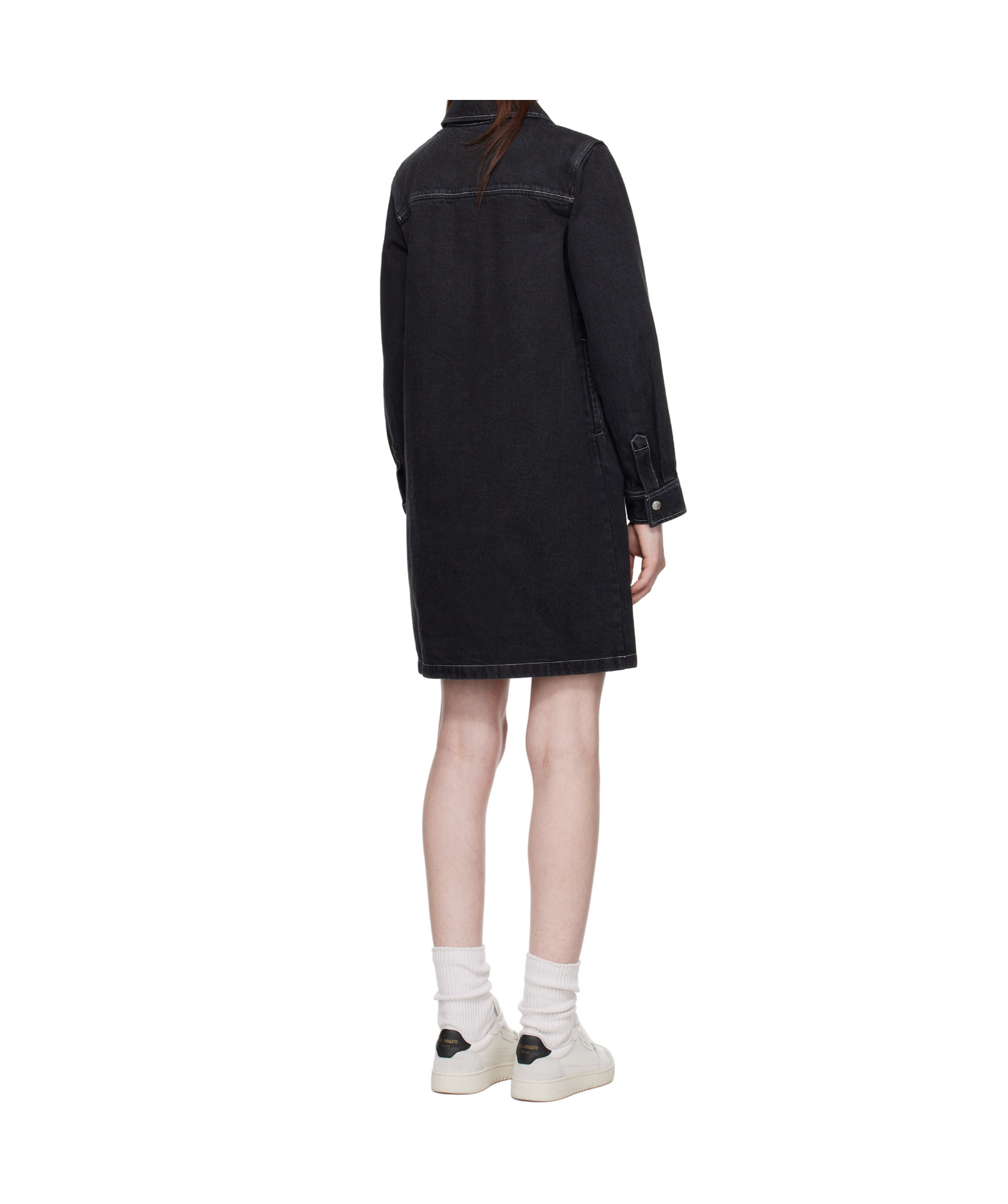 Apc Long Sleeve Denim Dress In Black