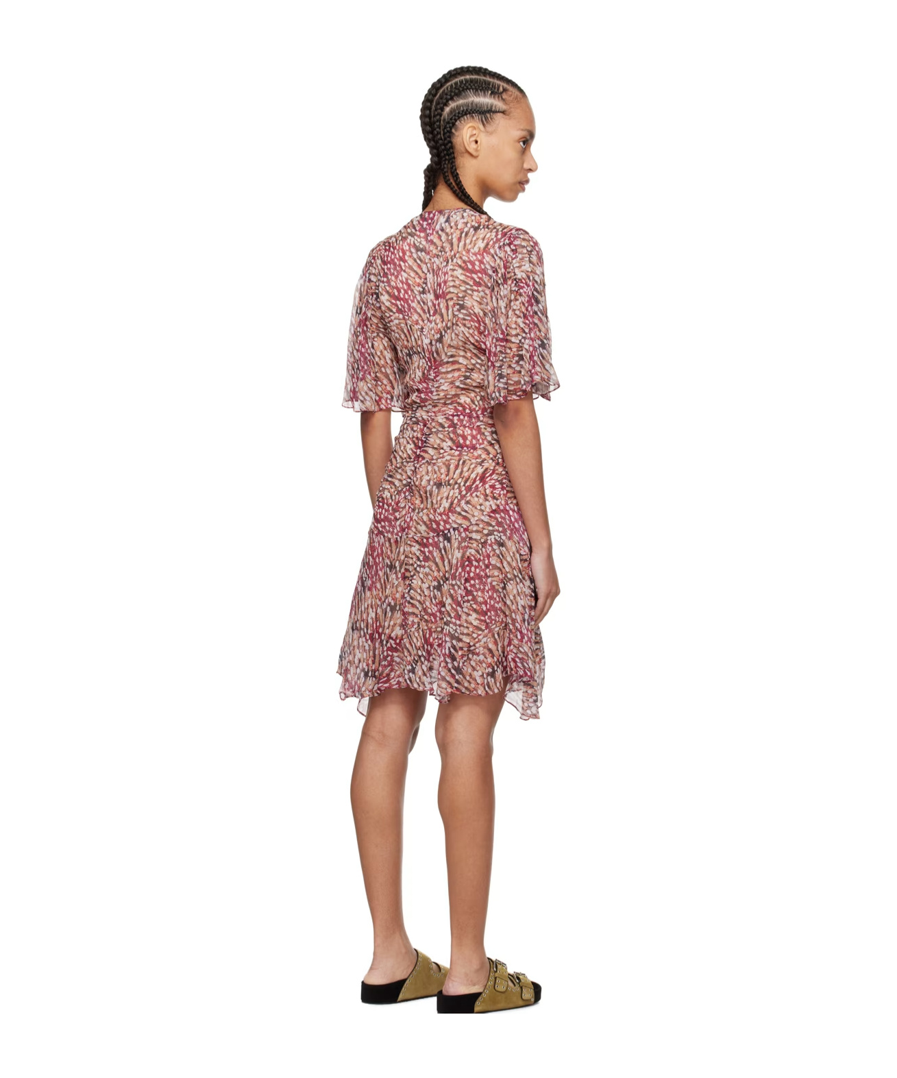 Isabel Marant Graphic-print Ruched Dress In Brown